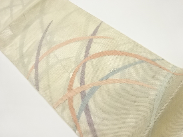 紗 芝模様織出し袋帯